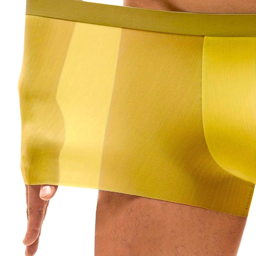Sexy Men's Ice Silk Breathable Comfortable Boxer Briefs Underwear- Gold Color M